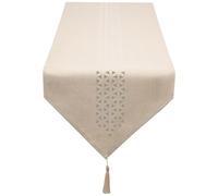 SANLEHAUSE Table Runner Beige Modern 40 x 220 cm, Tablerunner Modern, Table Runner Linen for Table Decor Hollow, Machine Washable, Solid Color, for Dining Tables, TV cabinets, kitchens, Rooms