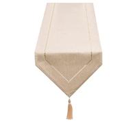 SANLEHAUSE Table Runner Linen Beige 32 x 220 cm, Tablerunner Linen Look, High-quality Table Runner, Plain, Modern, Easy-care Table runner for Dining Table, Coffee Table, Restaurant, Decoration