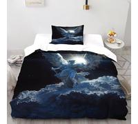 SanLiLLohKi Angel Light Bedding Set 3D Digital Printing Gothic Themes Duvet Cover Set Chic Breathable Quilt Cover for Boys & Girls with Pillow Single（135x200cm）