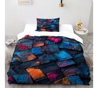 SanLiLLohKi Colorful Cubes Bedding Set Digital Printe Gothic Themes Duvet Cover Set 2 Pieces Chic Breathable Quilt Cover Universal for All Seasons with Pillowcase Single（135x200cm）