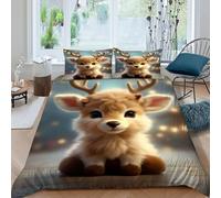 SanLiLLohKi Deer Lights Bedding Set 3D Digital Printing Animal Theme Wildlife Duvet Cover Set 3 Pieces Microfiber Quilt Cover Suitable for Family,couple,children with Pillow King（220x240cm）
