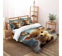 SanLiLLohKi Deer Lights Bedding Set Theme Bedspread Animal Theme Wildlife Duvet Cover Set Chic Breathable Comforter Cover for Boys&Girls with Pillowcase Double（200x200cm）