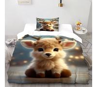 SanLiLLohKi Deer Lights Bedding Set Theme Bedspread Animal Theme Wildlife Duvet Cover Set Chic Breathable Quilt Cover Universal for All Seasons Pillowcase Single（135x200cm）