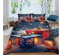 SanLiLLohKi Gifts Lights Bedding Set 3D Design Christmas Themes Duvet Cover Set Chic Breathable Comforter Cover for Boys&Girls with Pillowcase King（220x240cm）