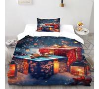SanLiLLohKi Gifts Lights Bedding Set Theme Bedspread Christmas Themes Duvet Cover Set Microfiber Quilt Cover Universal for All Seasons with Pillowcase Single（135x200cm）