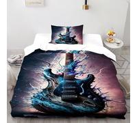 SanLiLLohKi Guitar Effect Bedding Sets for Boys Kids Duvet Cover,3D Music Themes Comforter Cover Bed Set Ultra Soft Room Decor Single（135x200cm）