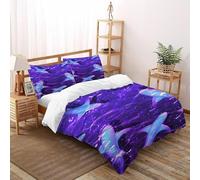 SanLiLLohKi Purple Bedding Set Theme Bedspread Animal Theme Marine Animals Duvet Cover Set Microfiber Comforter Cover Suitable for Family,couple,children with Pillow Super King（260x220cm）