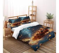 SanLiLLohKi Reindeer Lights Bedding Set 3D Digital Printing Christmas Theme Duvet Cover 3 Pieces Set Chic Breathable Quilt Cover Universal for All Seasons with Pillow Double（200x200cm）