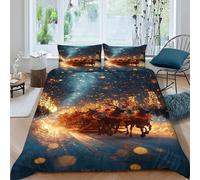 SanLiLLohKi Reindeer Lights Bedding Set 3D Digital Printing Christmas Theme Duvet Cover Set Microfiber Comforter Cover Universal for All Seasons Pillowcase King（220x240cm）