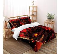 SanLiLLohKi Skull Flame Bedding Set 3D Design Gothic Animals Duvet Cover Set 3 Pieces Chic Breathable Comforter Cover Universal for All Seasons with Pillowcase Double（200x200cm）