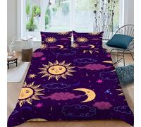 SanLiLLohKi Stars And Moon Bedding Set 3D Design Space Theme Duvet Cover Set 3 Pieces Chic Breathable Comforter Cover Universal for All Seasons with Pillowcase King（220x240cm）