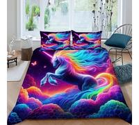 SanLiLLohKi Unicorn Clouds Bedding Set Theme Bedspread Myth Colorful Beast Duvet Cover Set Microfiber Comforter Cover Universal for All Seasons with Pillowcase King（220x240cm）