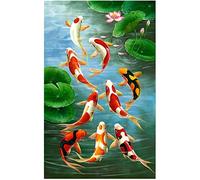 Sanlok 5D Diamond Art,Diamond Painting Animal Fish Koi Paintings,DIY Diamond Arts and Crafts for Kids,Diamond Crystal Gem Embroidery Pictures, Home Wall Decor 20x39 inch/50x100cm