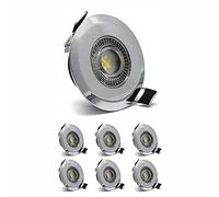 sanlumia 6X LED IP44 Bathroom Ultra Slim Spotlight, Round Recessed Ceiling Downlight, 5W 450lm, 6400K Cool White, Chrome Finish