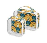 sanluoli 2 Pack clear Boho Egyptian Lions Geometric mens toiletry bag TSA approved water-resistant large cosmetic bag travel essential, boho egyptian lions geometric, boho egyptian lions geometric