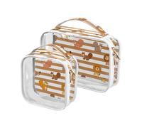 sanluoli 2 Pack clear Brown White Striped Animal Lion toiletry bag men TSA approved transparent makeup travel bag Men’s shaving kit, Brown white striped animal lion, Brown white striped animal lion