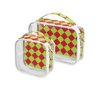 sanluoli 2 Pack clear Buffalo Plaid Red Yellow Green men toiletry bag TSA approved waterproof makeup bag small travel essential, buffalo plaid red yellow green, buffalo plaid red yellow green