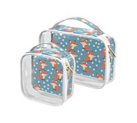 sanluoli 2 Pack clear Cute Foxes Blue Dots toiletry bag travel TSA approved portable makeup bag travel Men’s shaving kit, cute foxes blue dots, cute foxes blue dots