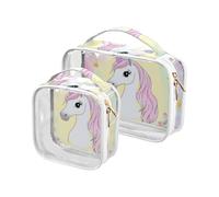 sanluoli 2 Pack clear Dreamy unicorns Magical toiletry bag hanging TSA approved waterproof travel makeup bag shaving essentials, dreamy unicorns magical, dreamy unicorns magical