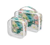 sanluoli 2 Pack clear flower Flowers Peach River Dreamy hanging travel toiletry TSA approved portable bags for women Airport Airline Compliant, flower flowers peach river dreamy, flower flowers peach