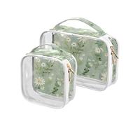 sanluoli 2 Pack clear Fresh Little Daisy Pastoral Style men toiletry bag TSA approved water-resistant large cosmetic bag Airport Airline Compliant, Fresh Little Daisy pastoral style, Fresh Little