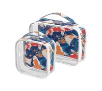 sanluoli 2 Pack clear Goldfish Lucky Japanese mens toiletry travel TSA approved portable makeup bag small travel essential, goldfish lucky Japanese, goldfish lucky Japanese