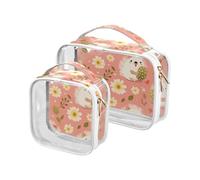 sanluoli 2 Pack clear Hedgehogs Cute Cartoon toiletry hanging bag TSA approved water-resistant clear makeup bag shaving essentials, hedgehogs cute cartoon, hedgehogs cute cartoon