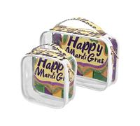 sanluoli 2 Pack clear Mardi Gras Carnival Purple Green hanging toiletry travel TSA approved reusable makeup organizer bag Men’s shaving kit, Mardi Gras carnival purple green, Mardi Gras carnival
