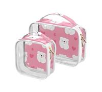 sanluoli 2 Pack clear Polar Bears Valentine's Day hanging toiletry bag TSA approved waterproof makeup bag travel Men’s shaving kit