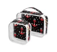 sanluoli 2 Pack clear Polka Dot Red Ocean toiletry bag hanging TSA approved transparent bags for women Airport Airline Compliant, Polka dot red Ocean, Polka dot red Ocean