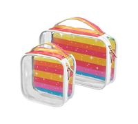 sanluoli 2 Pack clear Pride Month Colorful Stripe Stars toiletry bags for TSA approved multifunctional bags for women Airport Airline Compliant, Pride Month colorful stripe stars, Pride Month colorful