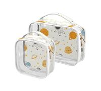 sanluoli 2 Pack clear Space Astronauts Planets hanging toiletry bags TSA approved multifunctional large cosmetic bag Airport Airline Compliant, Space astronauts planets, Space astronauts planets