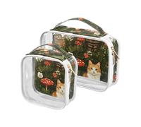 sanluoli 2 Pack clear Sturdy Manx Cats A River makeup and toiletry TSA approved multifunctional travel makeup bag Airport Airline Compliant, Sturdy Manx cats a river, Sturdy Manx cats a river