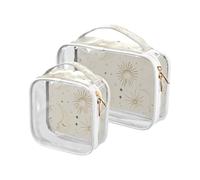 sanluoli 2 Pack clear Suns Retro Stars Boho mens toiletry bag TSA approved waterproof cosmetic bag travel travel essential, suns retro stars boho, suns retro stars boho