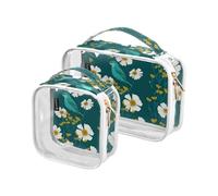 sanluoli 2 Pack clear toiletry bag large TSA approved waterproof travel makeup bag travel essential, americas kea wildflower turquoise