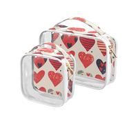 sanluoli 2 Pack clear Valentine's Day Hearts hanging toiletry bags TSA approved waterproof bags for women shaving essentials, valentine's hearts