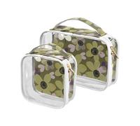 sanluoli 2 Pack clear White and Dark Green Flower makeup and toiletry TSA approved transparent travel makeup bag Men’s shaving kit, white and dark green flower