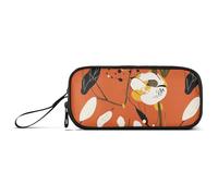 sanluoli Abstract Art Illustrations Flowers Orange Nylon Large Pencil Bag Big Capacity Pencil Storage Case Stationery for Elementary Teen Girls