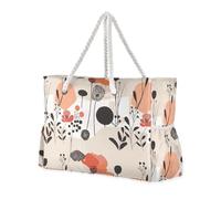 sanluoli Abstract Art Illustrations Flowers Sturdy Tote Bag Portable with side pocketes Bag With Zipper with cup holders on the side