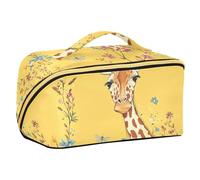 sanluoli Art Giraffe Yellow Makeup Bag with dividers Lightweight Makeup Bags For Women Vertical Free-Standing
