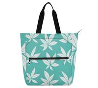 sanluoli Autumn Mint Green Leaves Children's Book Tote Bag for Boys Girls Women, Gothic Sturdy Teacher Tote Bags Shoulder Bag with Zipper for School Shopping Beach Rainbow school supplies