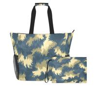 sanluoli Bag Carry On, Weekender Overnight Bag 2 PCS | Portable & Portable with Zipper and Mesh Pockets, for Swim Pool, Cruise Beach Vacation, Animal Bear Fur Print Blue Green