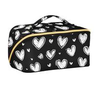 sanluoli Black and White People's Day Romantic Love Cosmetic Bag with dividers Waterproof Large Make Up Bag Vertical Free-Standing