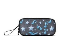 sanluoli Blue Musical Notes and Stars Nylon Storage Pen Case Pencil Bag Large Capacity Pencil Cases For Girls Stationery for Elementary Boys