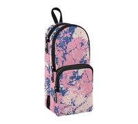 sanluoli Blue Pink Mottled Pattern Nylon 3 Compartments Big Pencil Bag Multi-purpose and aesthetic Pencil Cases For Girls Stationery Organizer for Teacher Elementary 1600ml