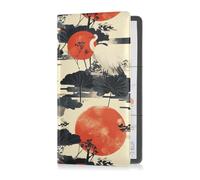 sanluoli Blue Red-Crowned Crane Flower Leaf Leather Car Registration and Insurance Card Holder Document Wallet for Cards, Essential Document Driver License