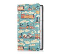 sanluoli Blue Trains Japanese Leather Auto Registration Insurance & ID Card Holder Essential Wallet Case for Any Car, Truck, Motorcycle, Trailer or Boat