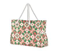 sanluoli Boho Red Green Pattern Large Capacity Tote Shoulder Bag with side pocketes Duffel Bag Women for beach&school&work