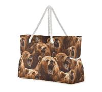 sanluoli Brown Bear Roaring Large Capacity Tote For Women with side pocketes Travel Bag Beach Sports Handbag Perfect for Travel Pool Swim Beach Vacation Necessities