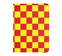 sanluoli Buffalo Plaid Check Red Yellow Leather Badge ID Vaccine Card Holder Wallet Vaccine Case Protector Cover Lightweight